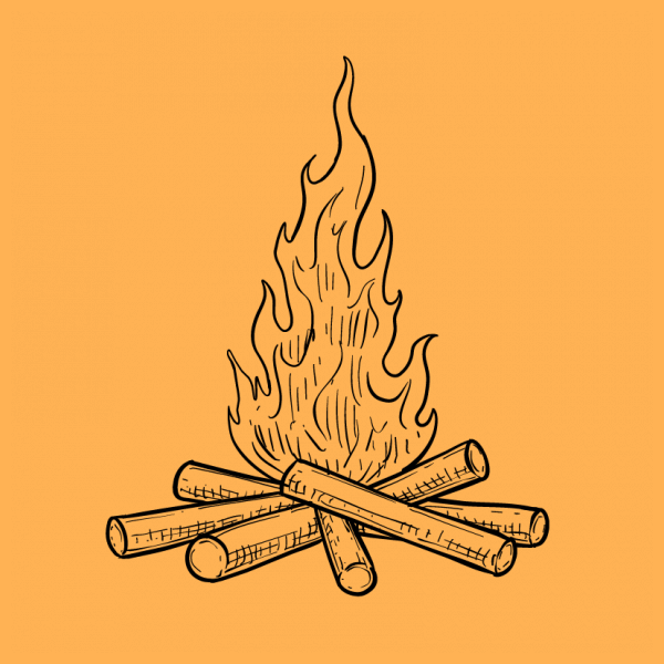 bonfire vector hand drawn illustration